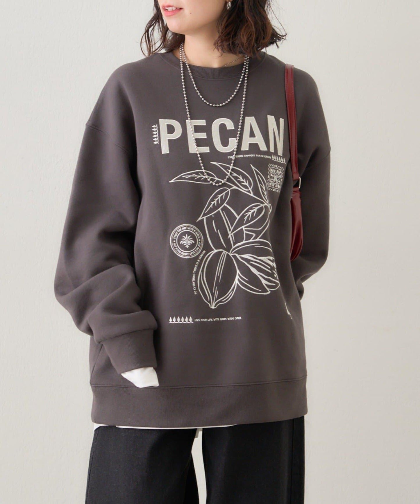 【NUNIFE】圖案刺繡加絨衛衣