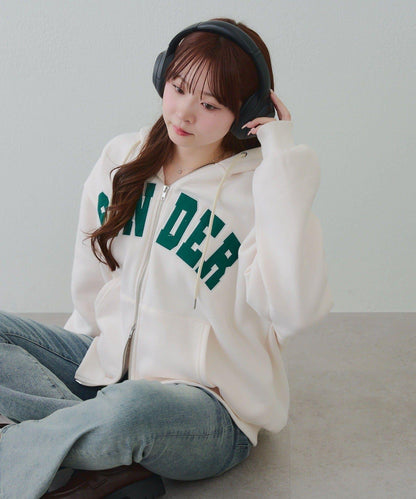 大LOGO拉鍊連帽衛衣