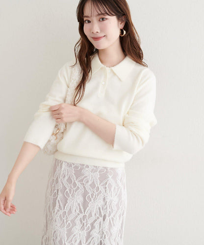 柔軟長絨帶領針織衫