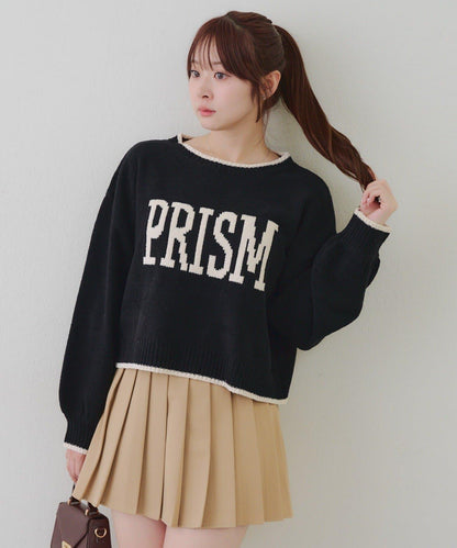 拼色條紋標誌針織衫