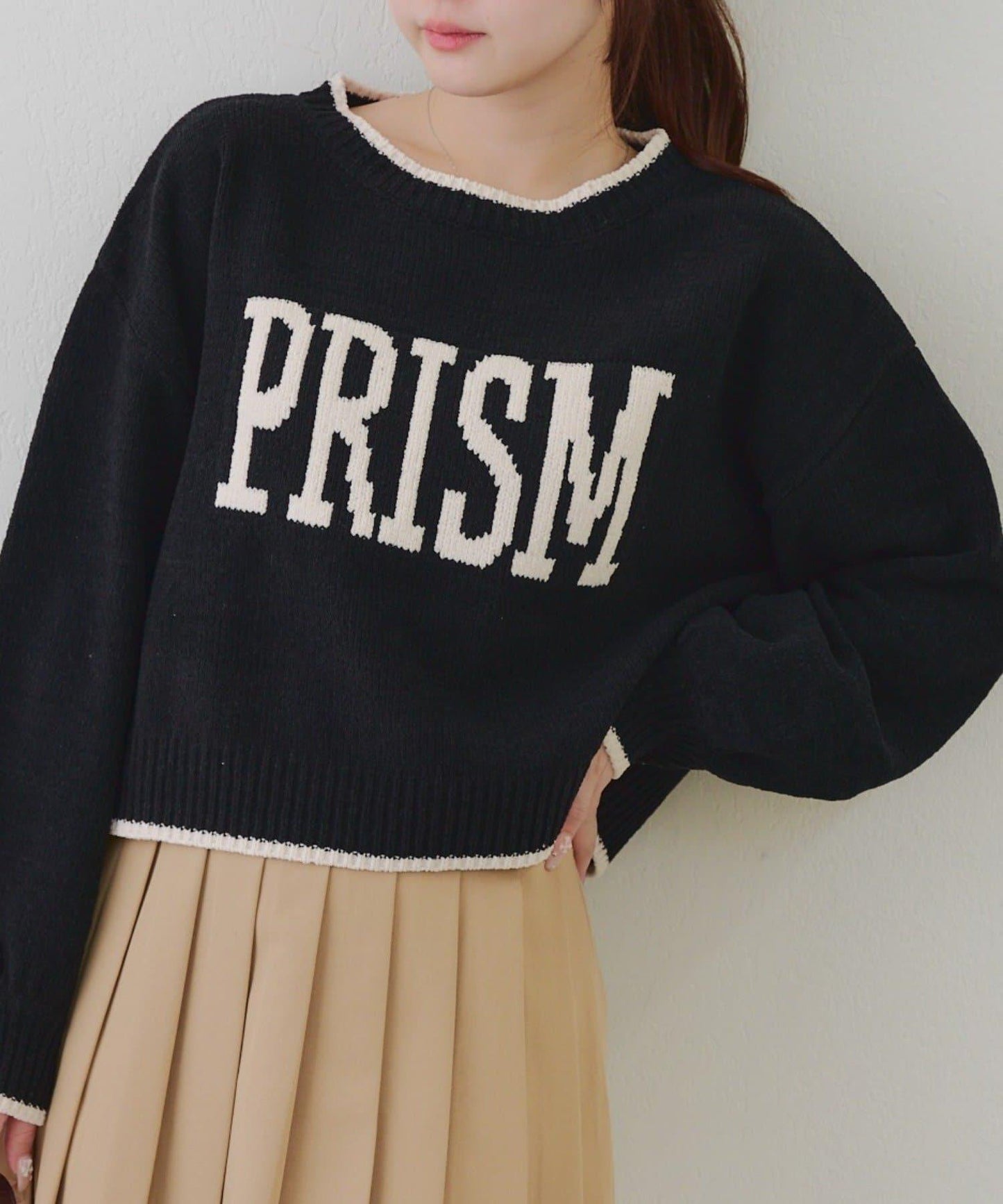 拼色條紋標誌針織衫