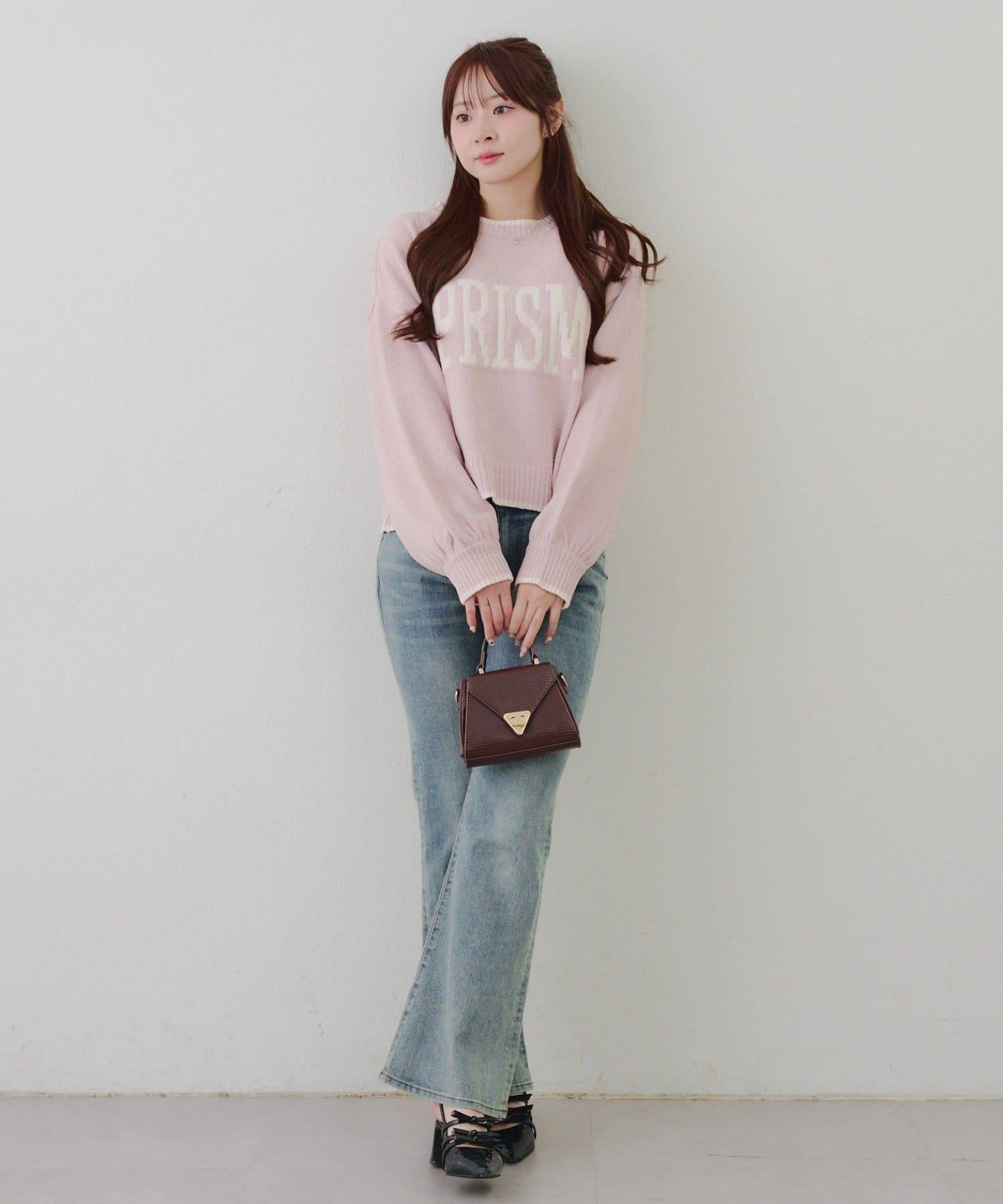 拼色條紋標誌針織衫