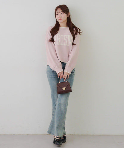 拼色條紋標誌針織衫