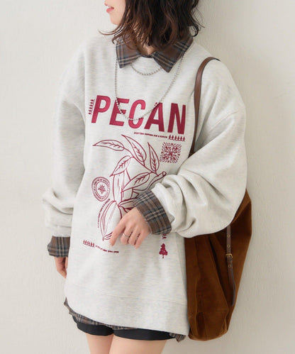 【NUNIFE】圖案刺繡加絨衛衣