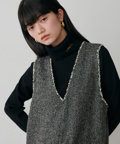 LARUTA標誌刺繡羅紋高領衫