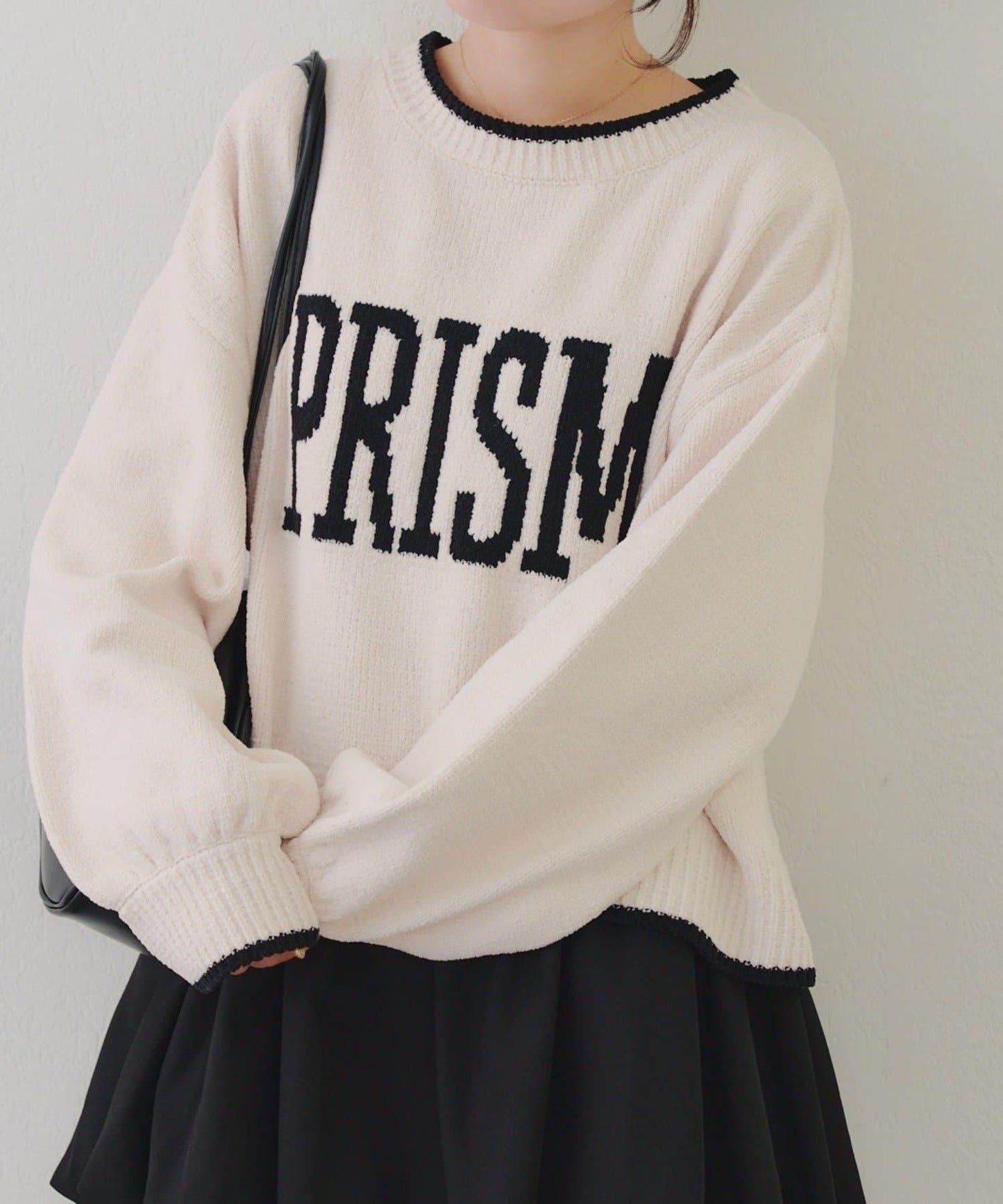 拼色條紋標誌針織衫