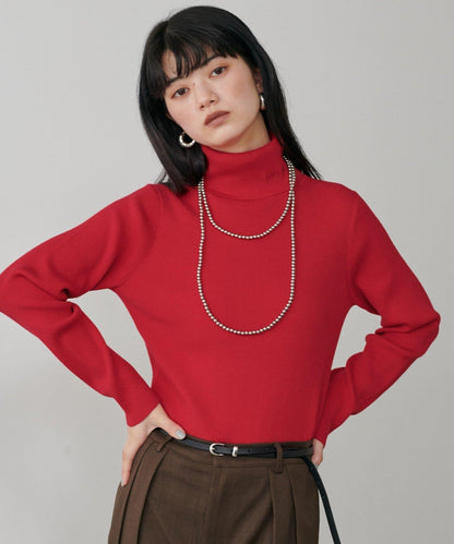 LARUTA標誌刺繡羅紋高領衫