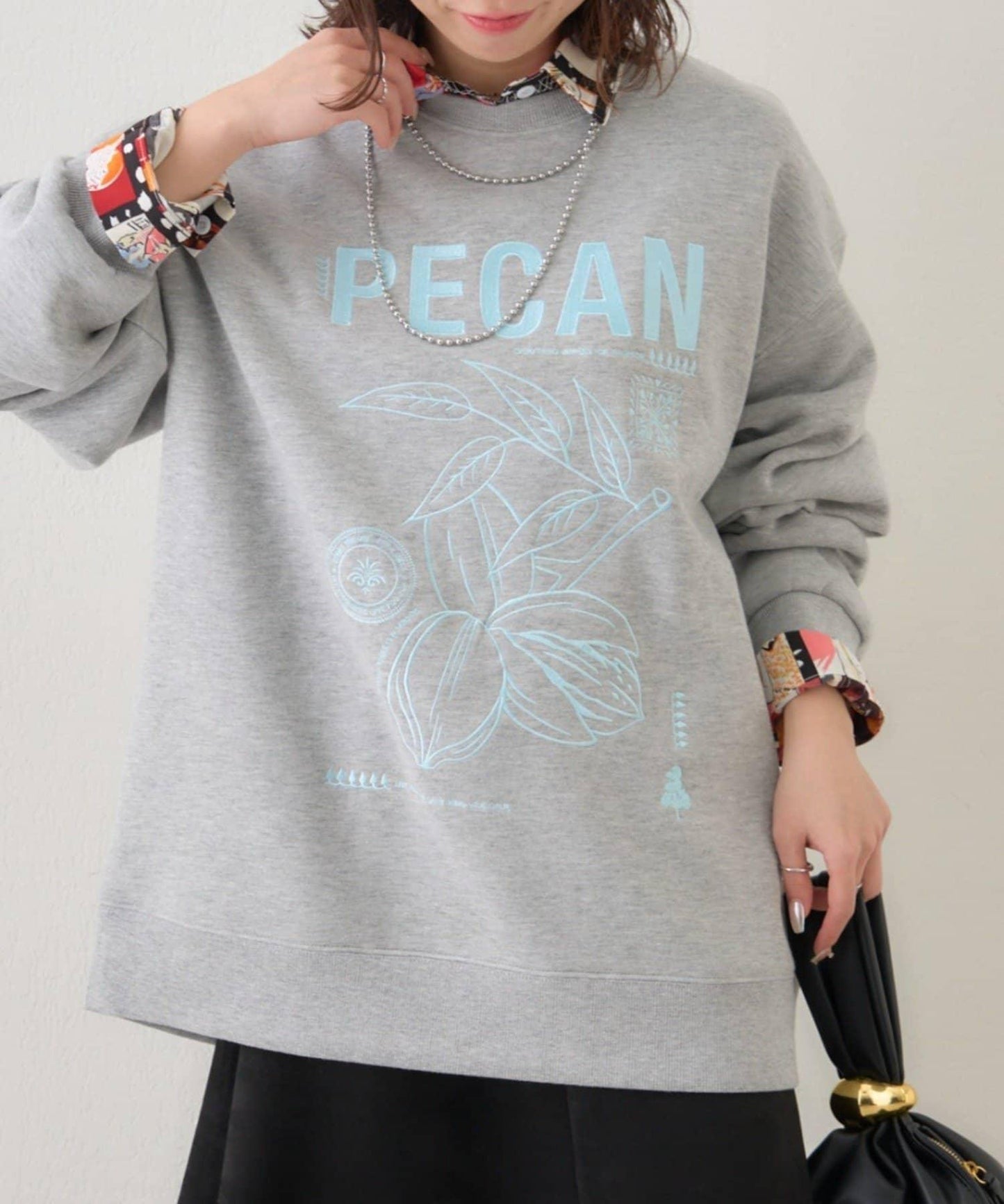 【NUNIFE】圖案刺繡加絨衛衣