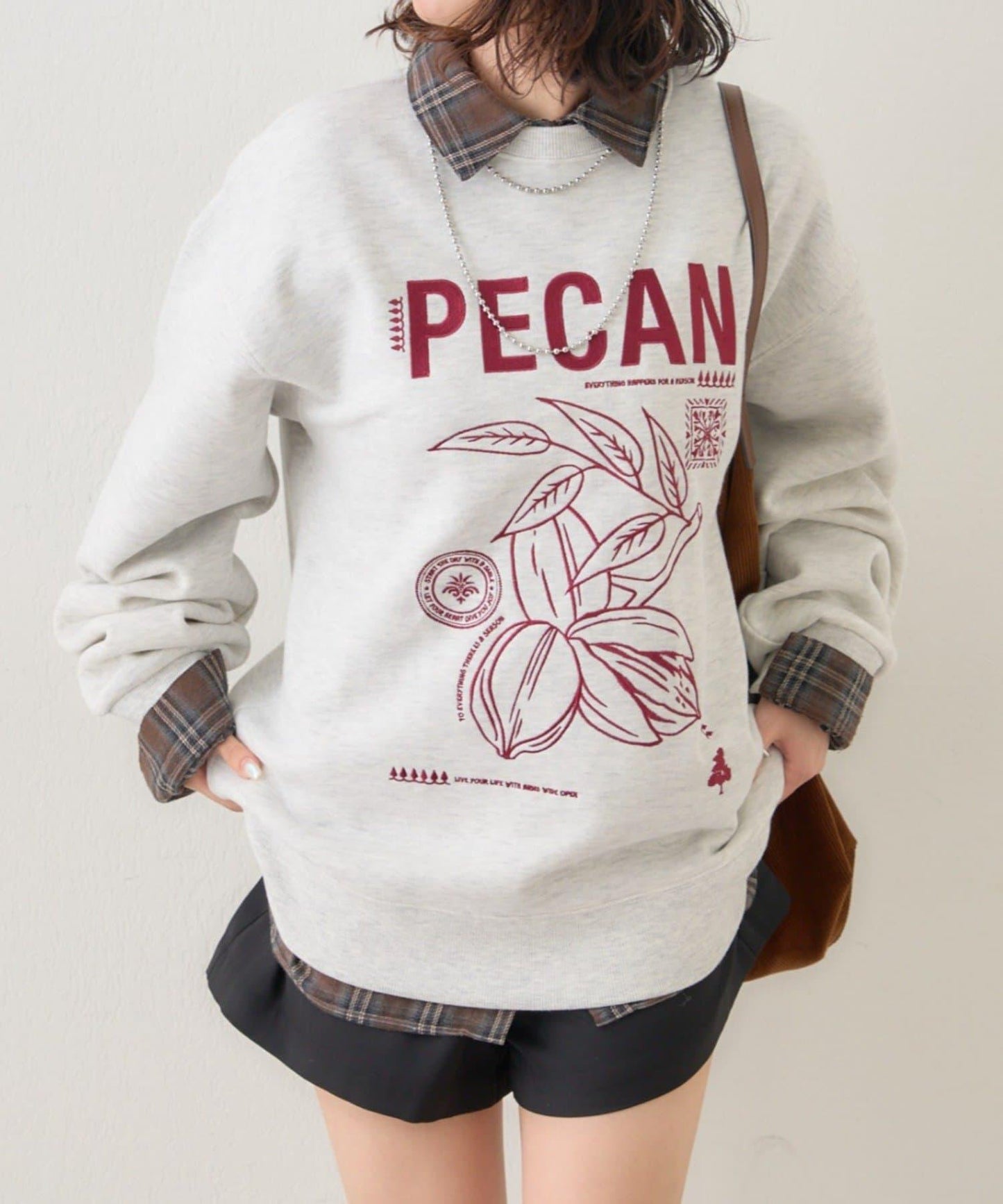 【NUNIFE】圖案刺繡加絨衛衣