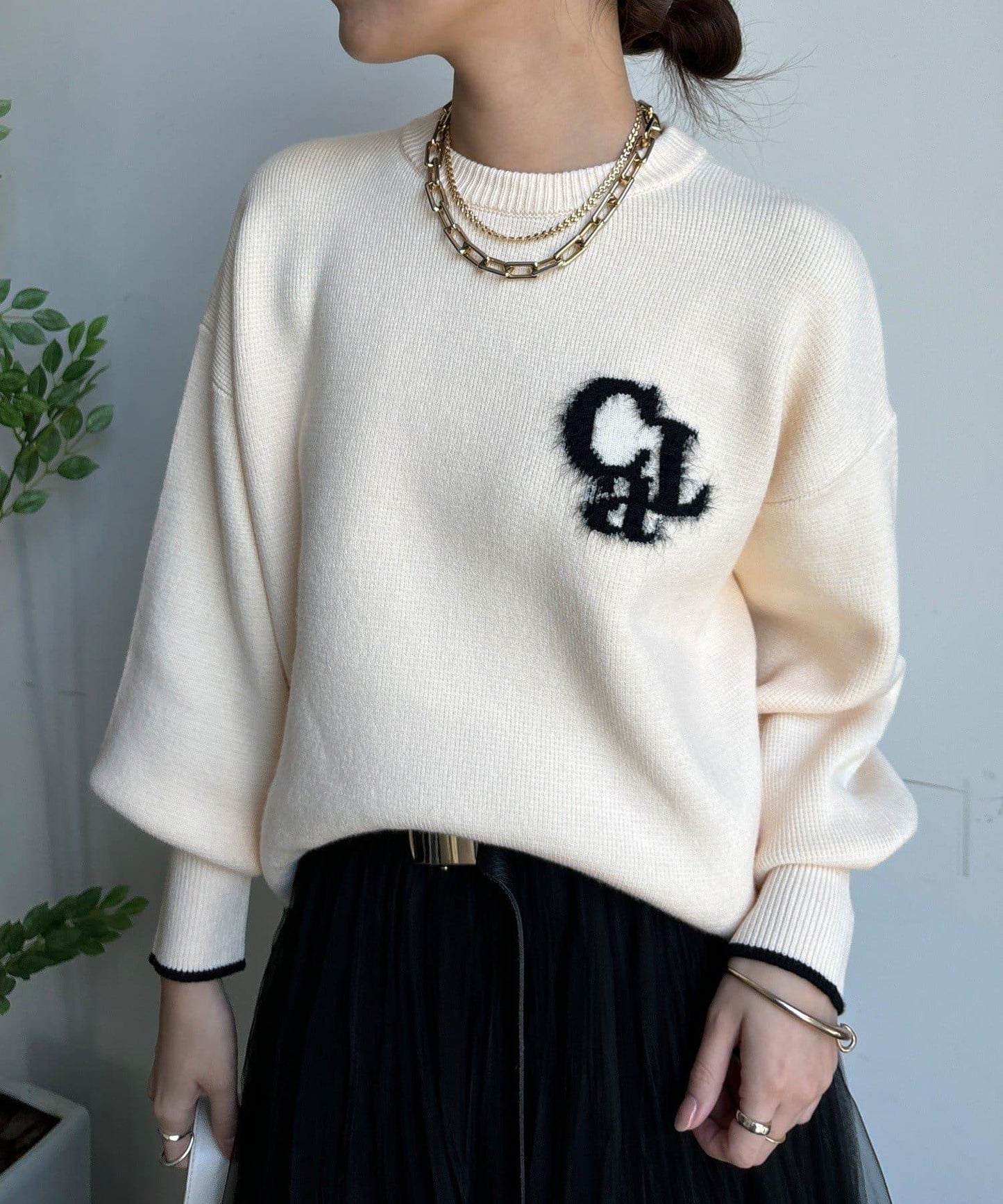 羽毛標誌針織衫