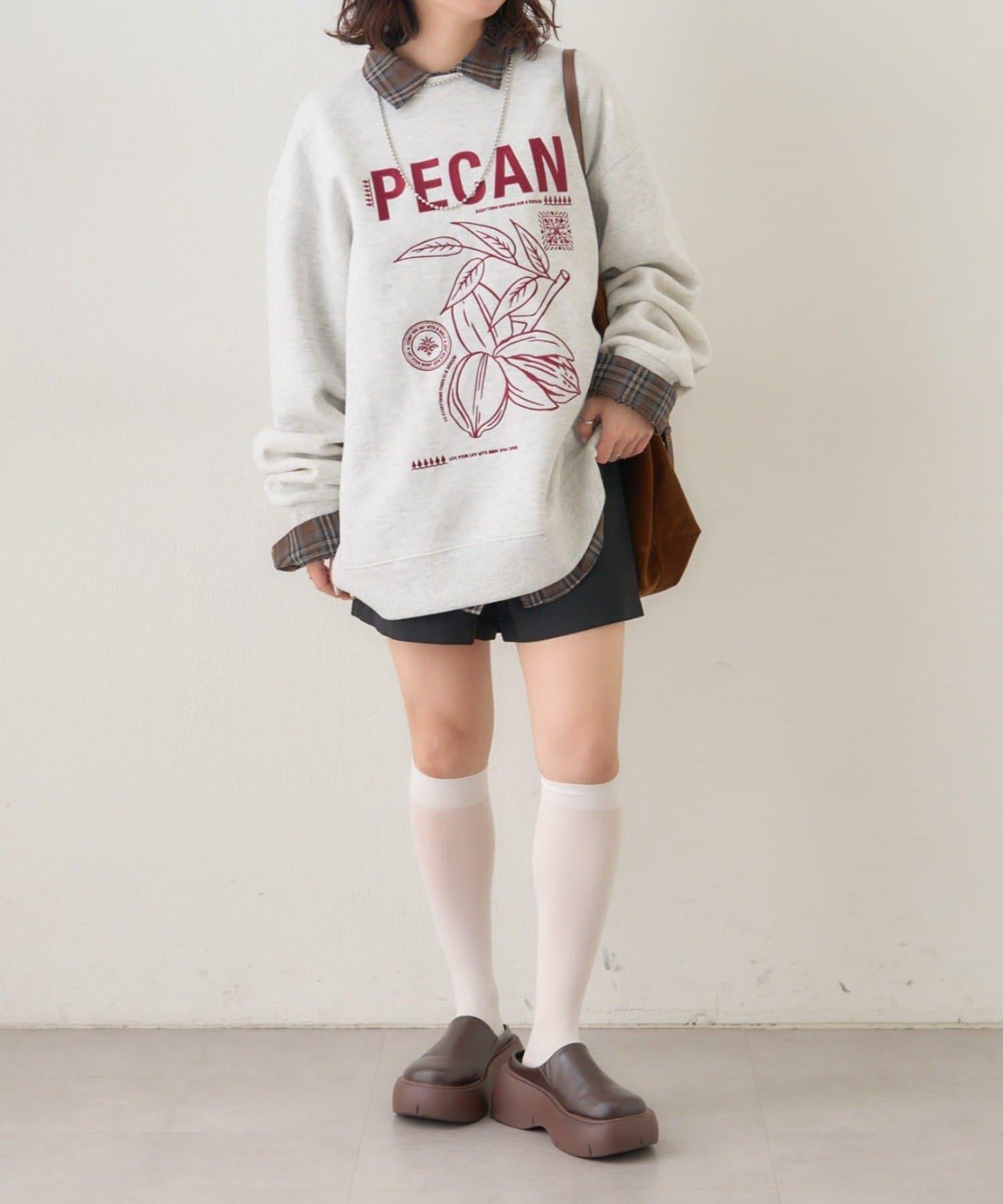 【NUNIFE】圖案刺繡加絨衛衣