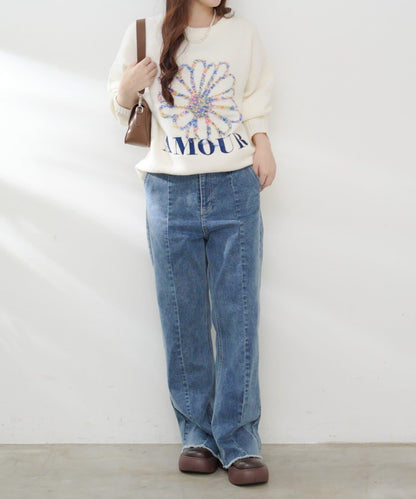 花卉提花針織衫