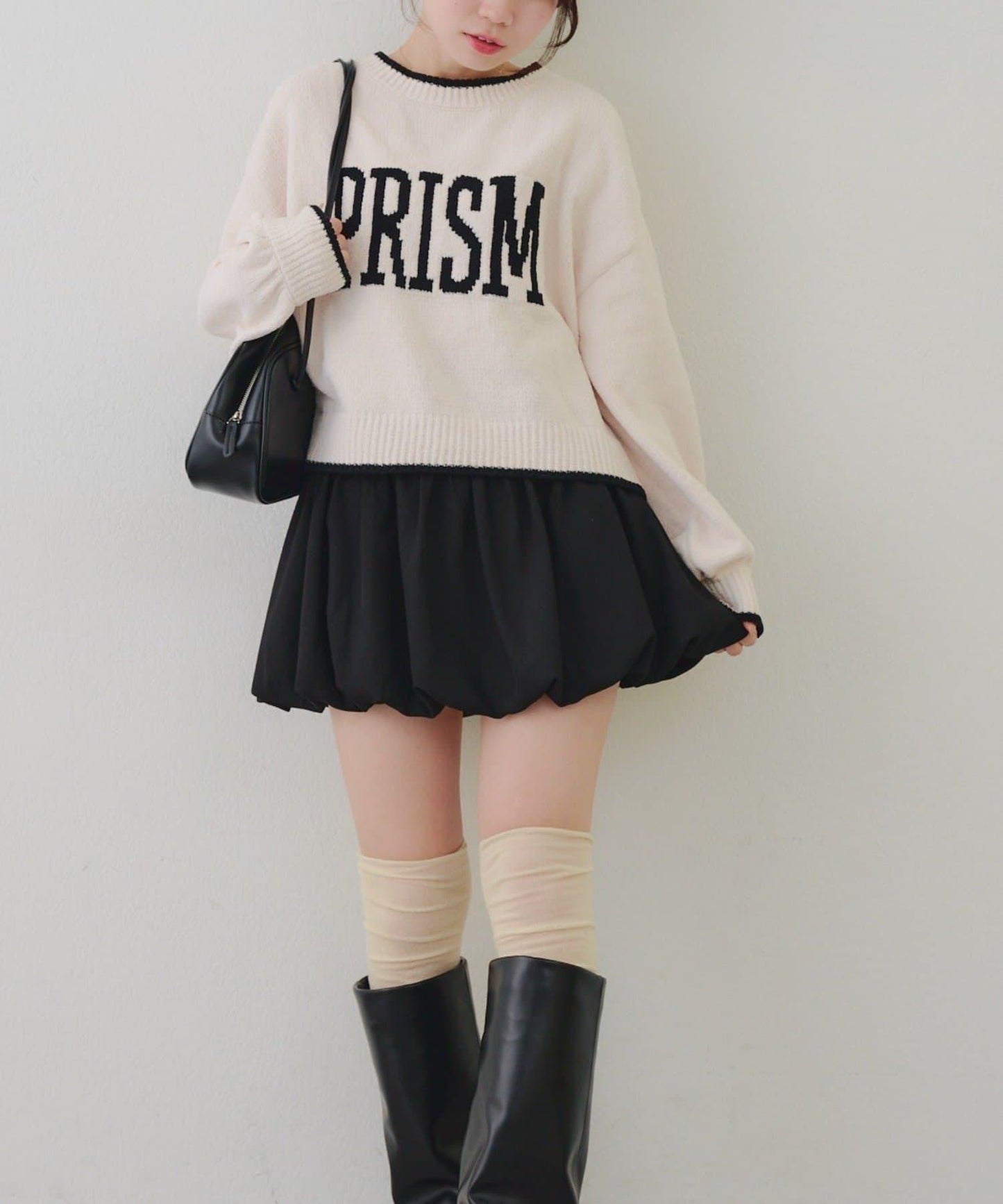 拼色條紋標誌針織衫