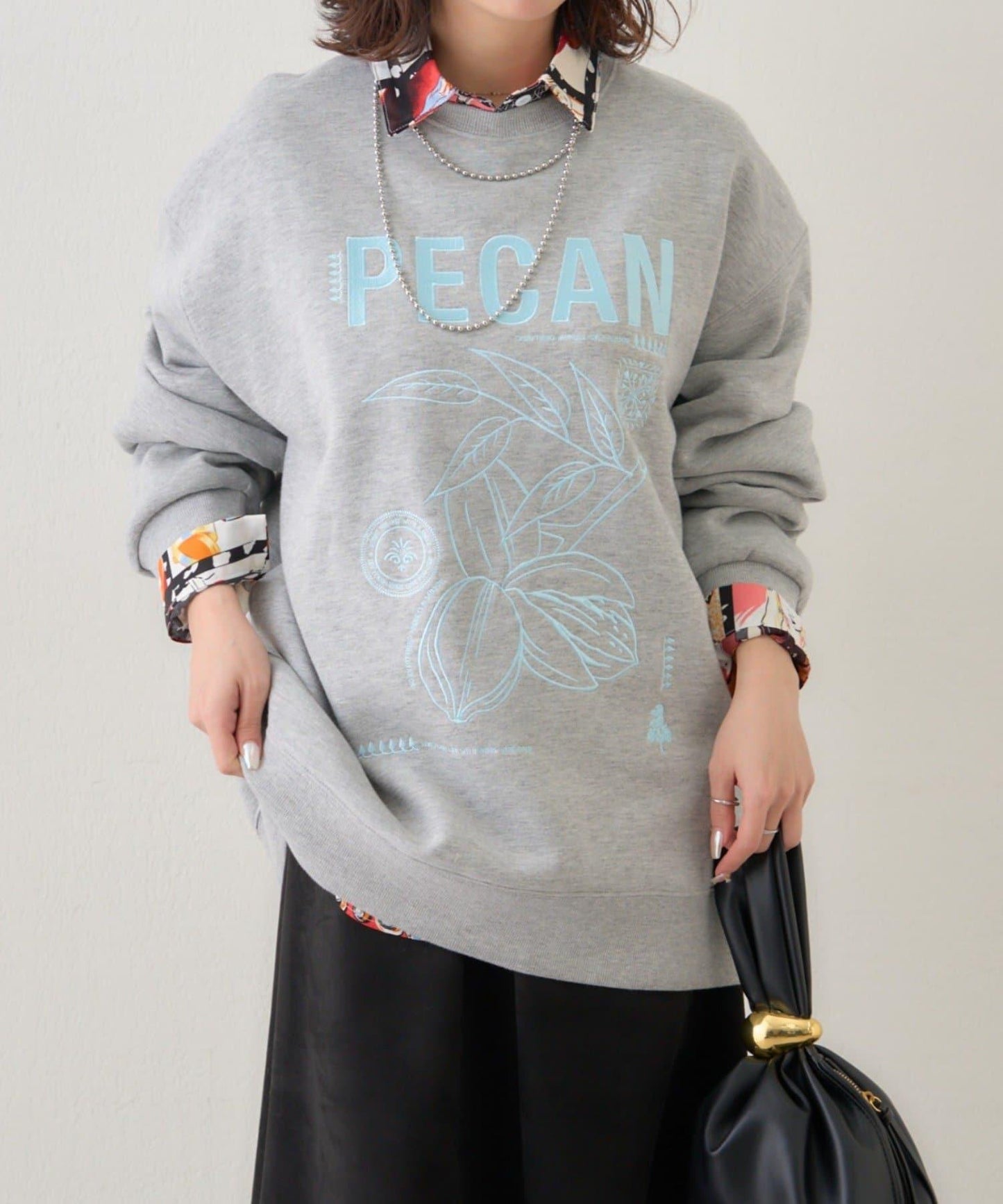 【NUNIFE】圖案刺繡加絨衛衣