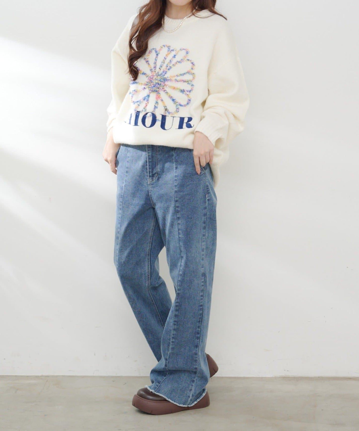 花卉提花針織衫