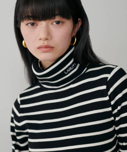 LARUTA標誌刺繡羅紋高領衫