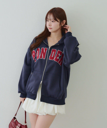大LOGO拉鍊連帽衛衣