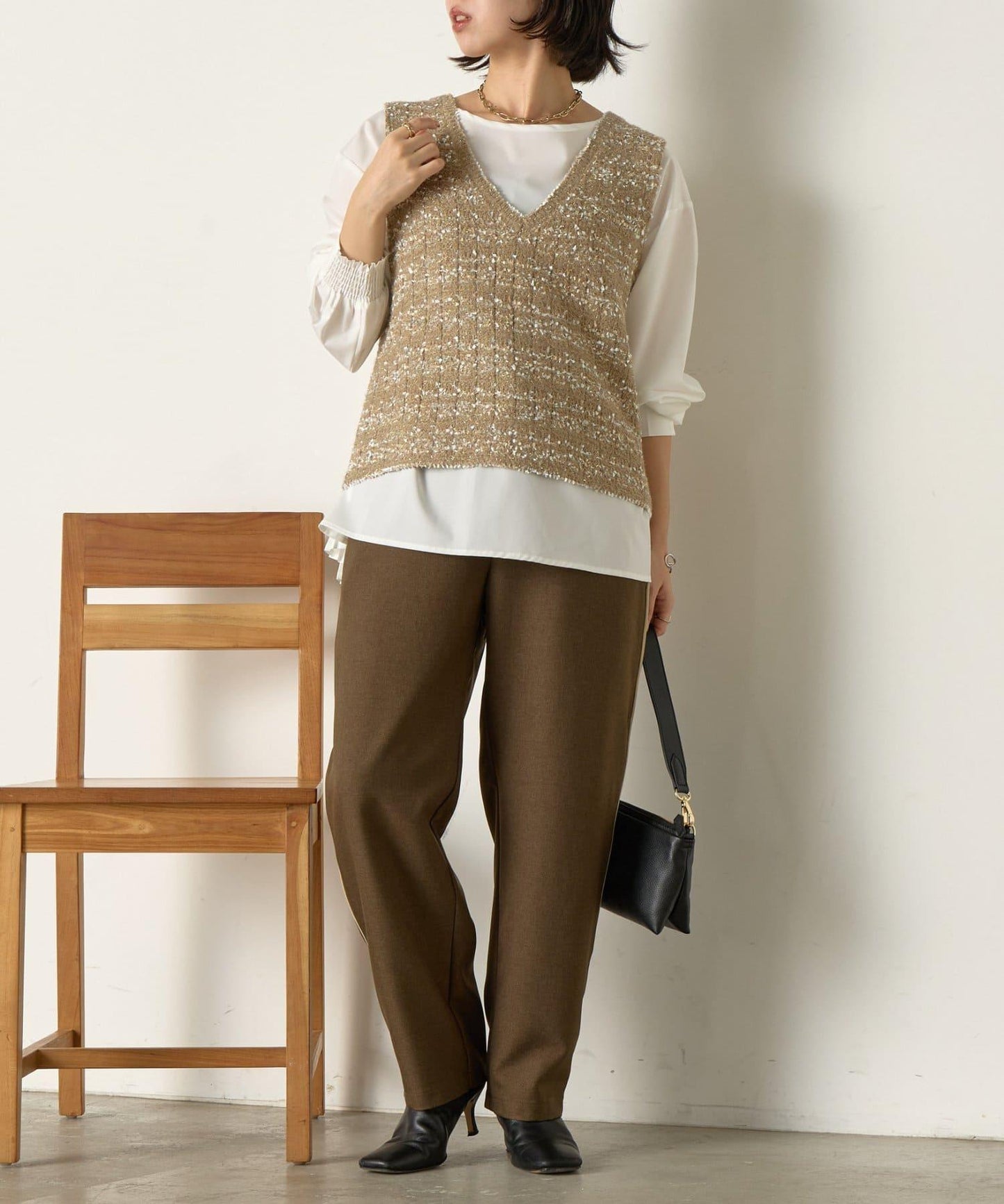 拼接裝飾錐形褲