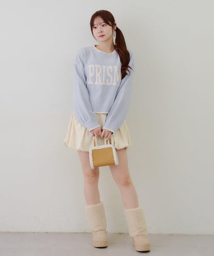 拼色條紋標誌針織衫