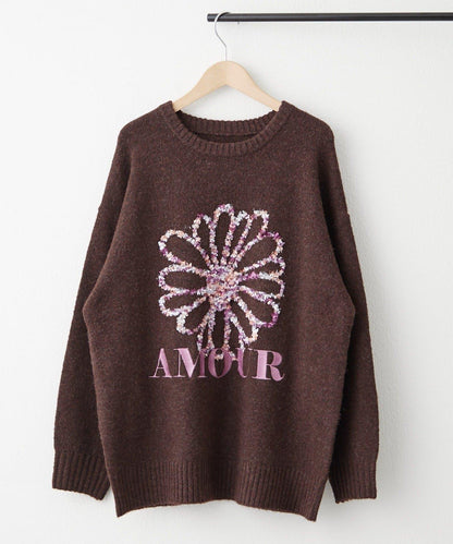 花卉提花針織衫