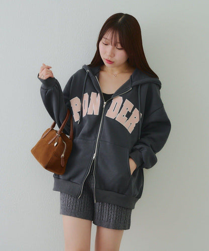 大LOGO拉鍊連帽衛衣