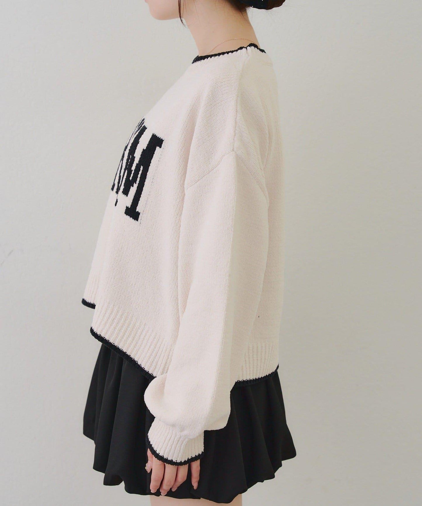 拼色條紋標誌針織衫