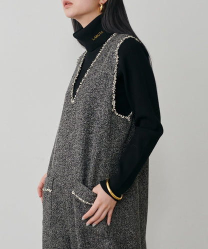 LARUTA標誌刺繡羅紋高領衫