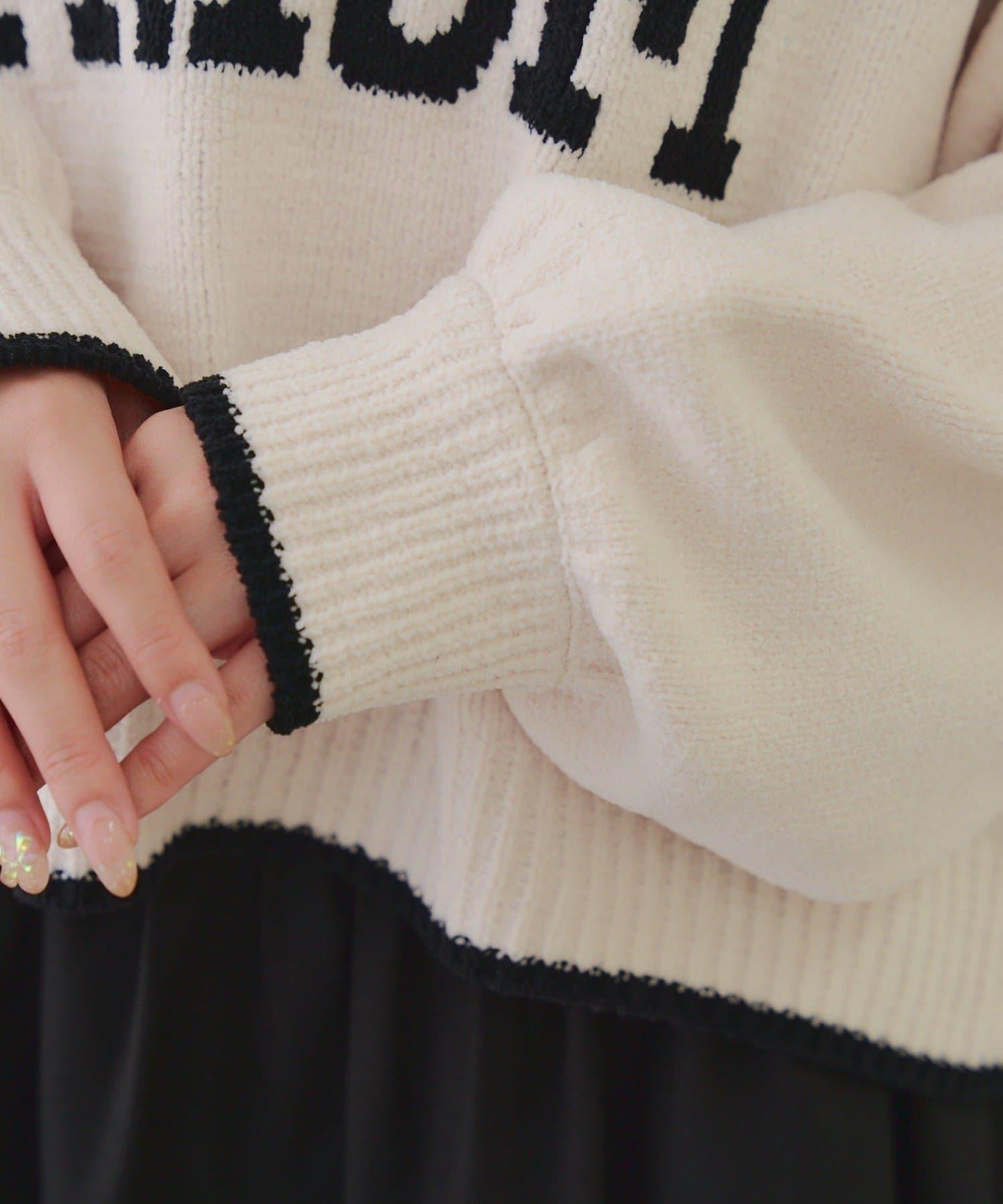 拼色條紋標誌針織衫