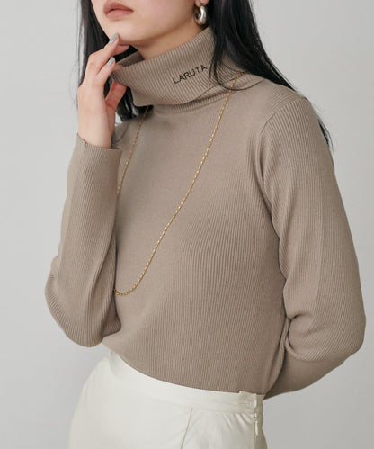 LARUTA標誌刺繡羅紋高領衫