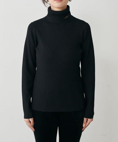 LARUTA標誌刺繡羅紋高領衫