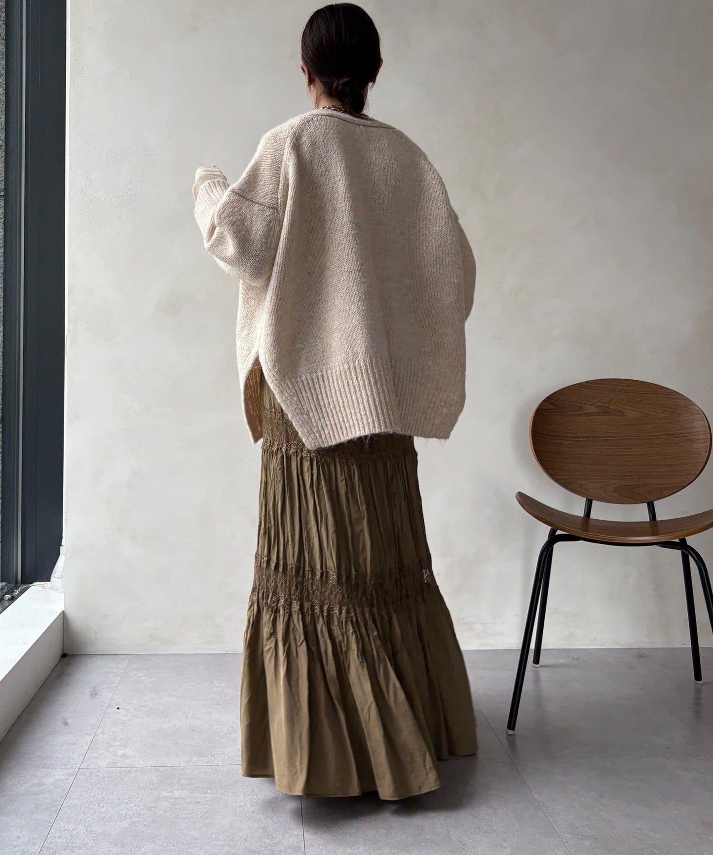 寬鬆版型V領針織開衫