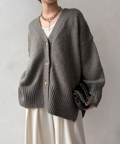 寬鬆版型V領針織開衫