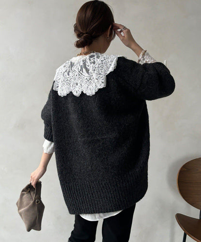 寬鬆版型V領針織開衫