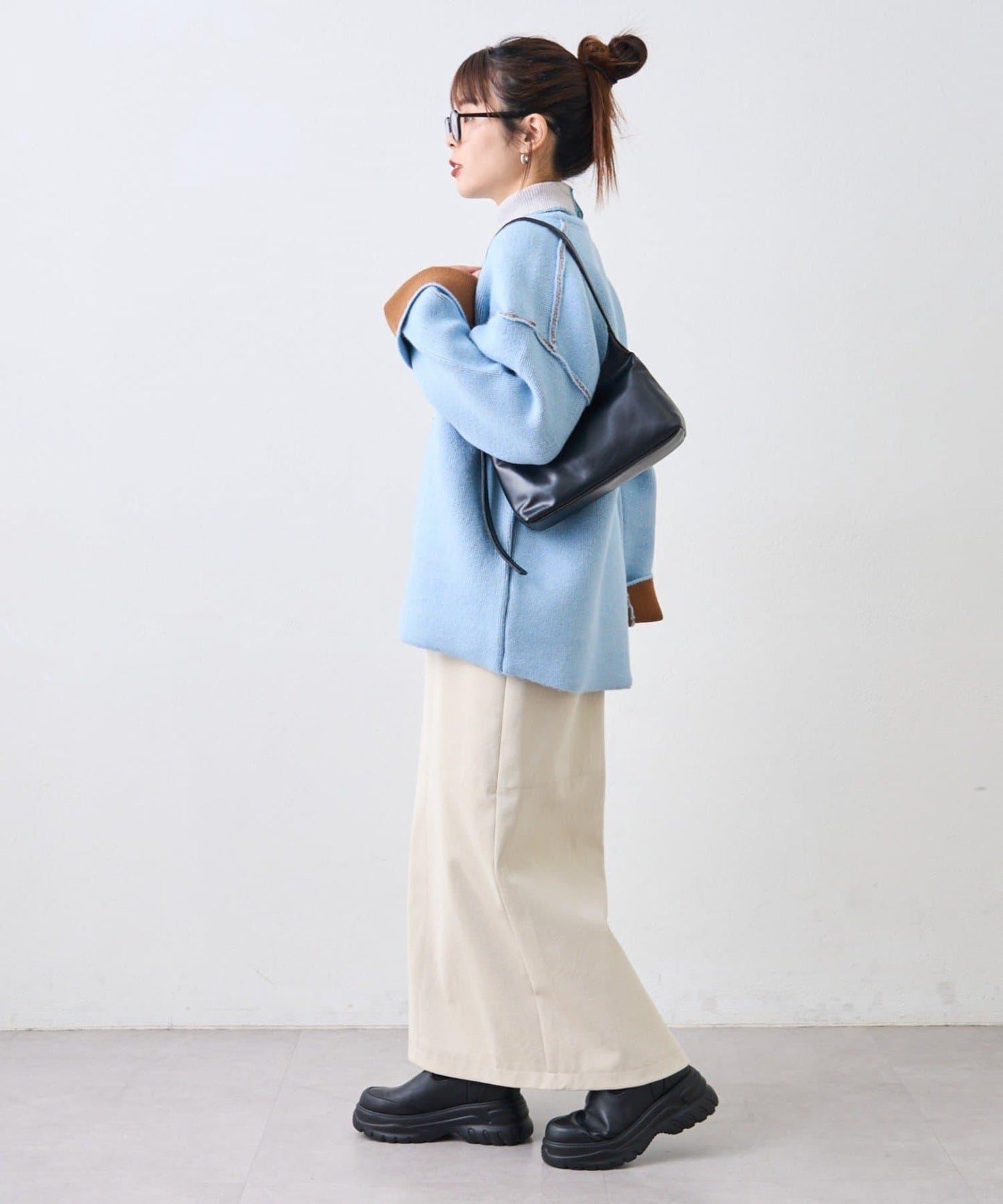 雙拉鍊拼色仿犛牛絨針織夾克