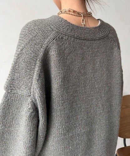 寬鬆版型V領針織開衫