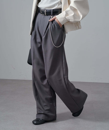 後背拼接鏈條裝飾休閒長褲