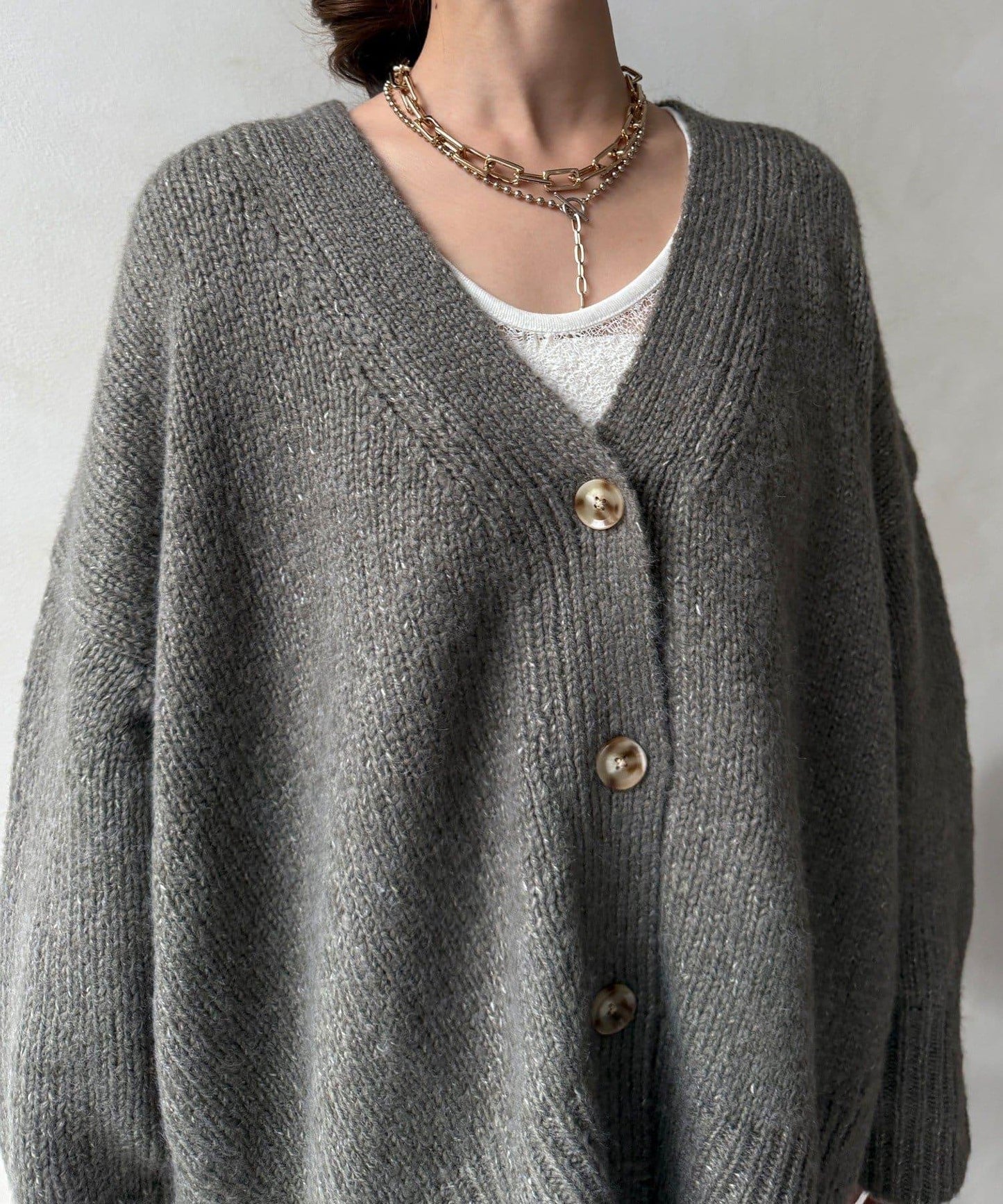 寬鬆版型V領針織開衫