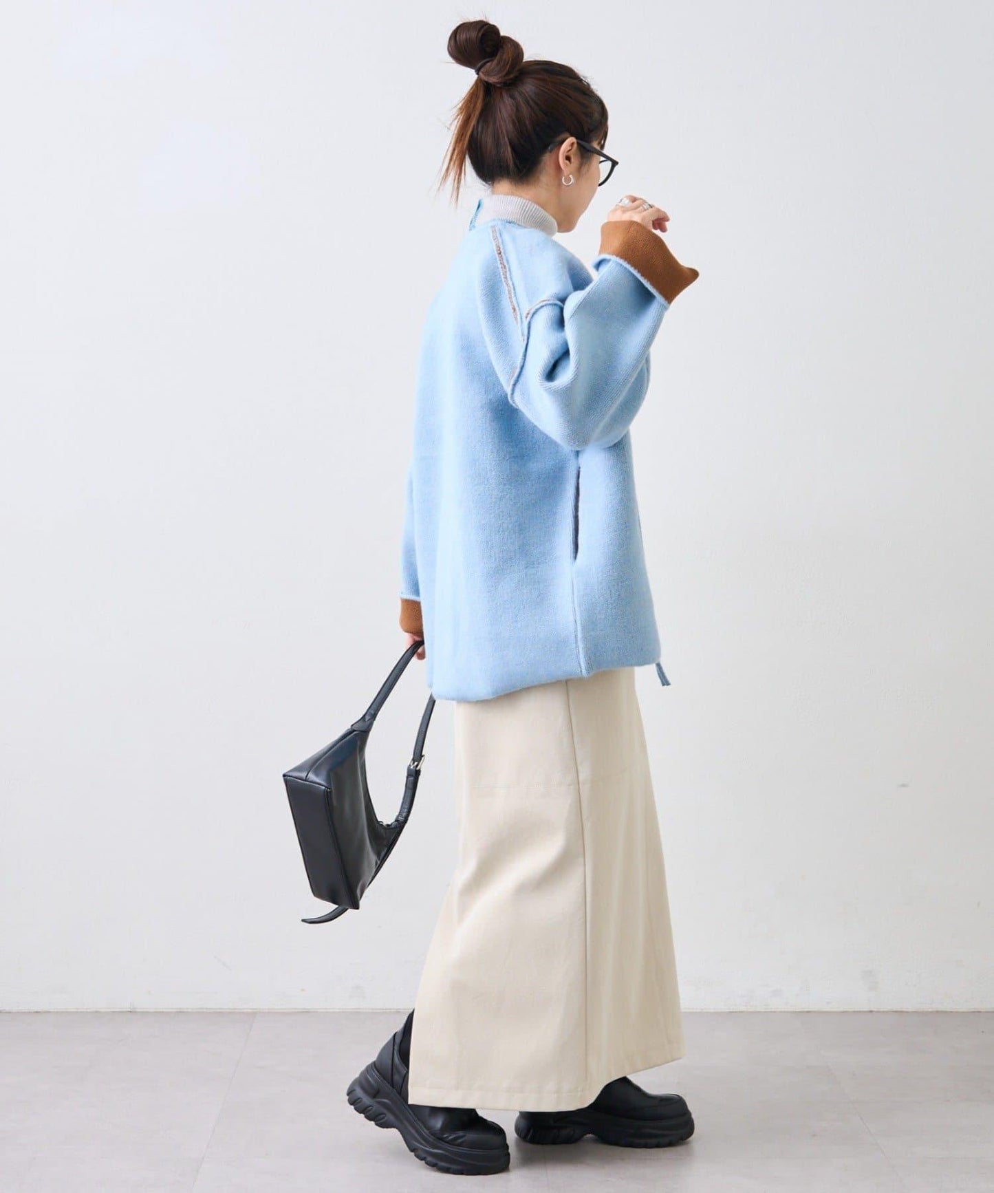 雙拉鍊拼色仿犛牛絨針織夾克