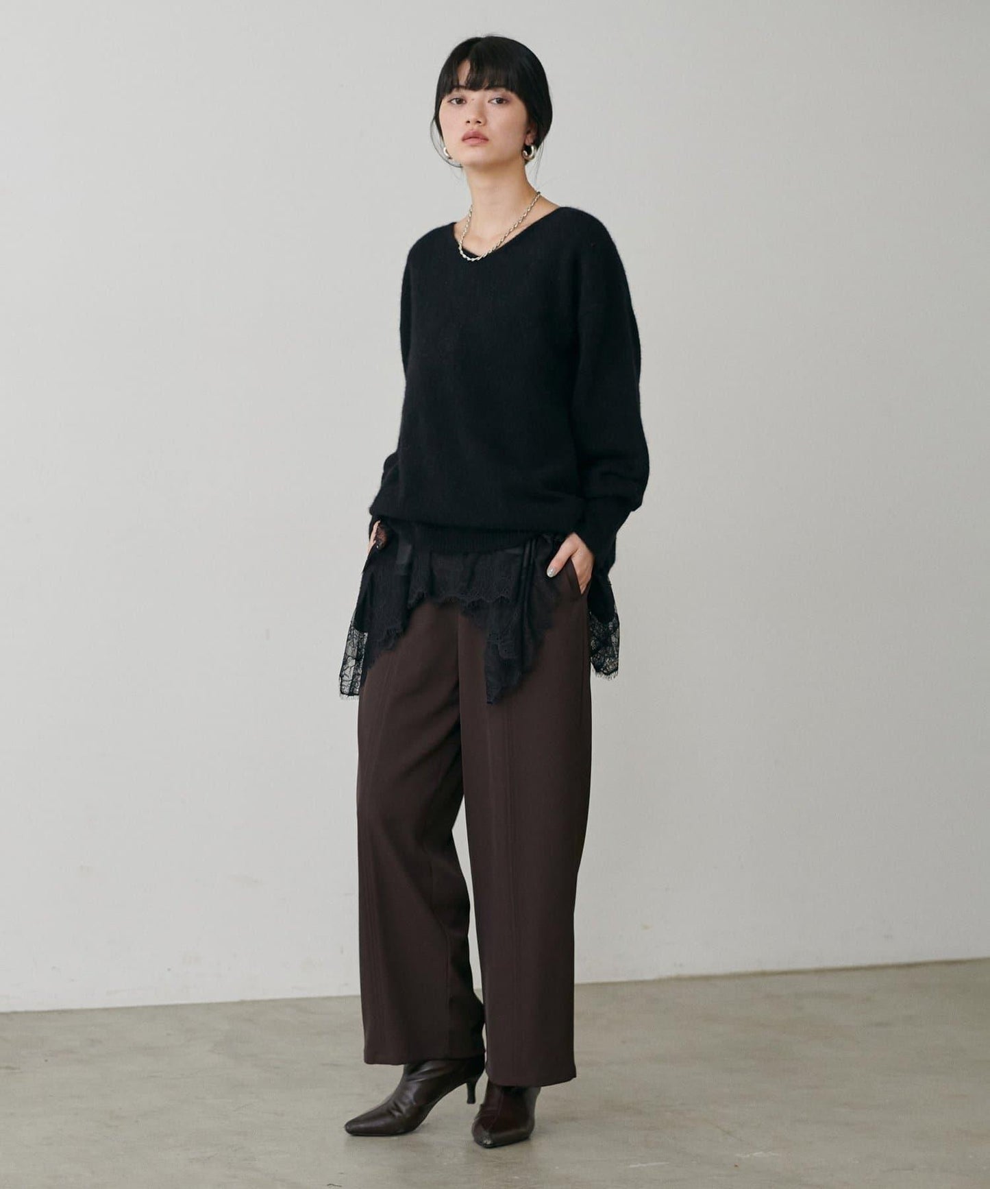 簡約拼接休閒褲