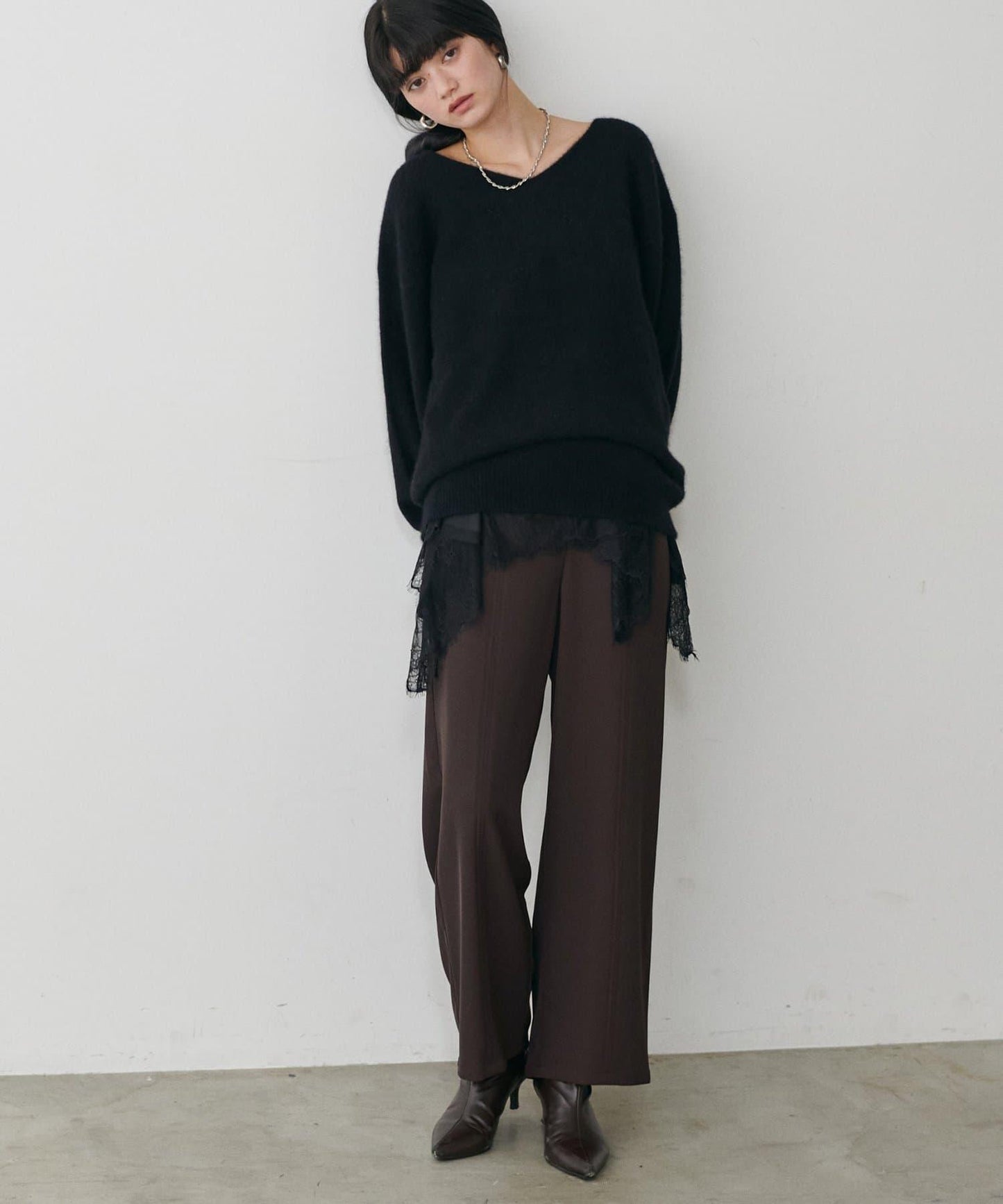 簡約拼接休閒褲