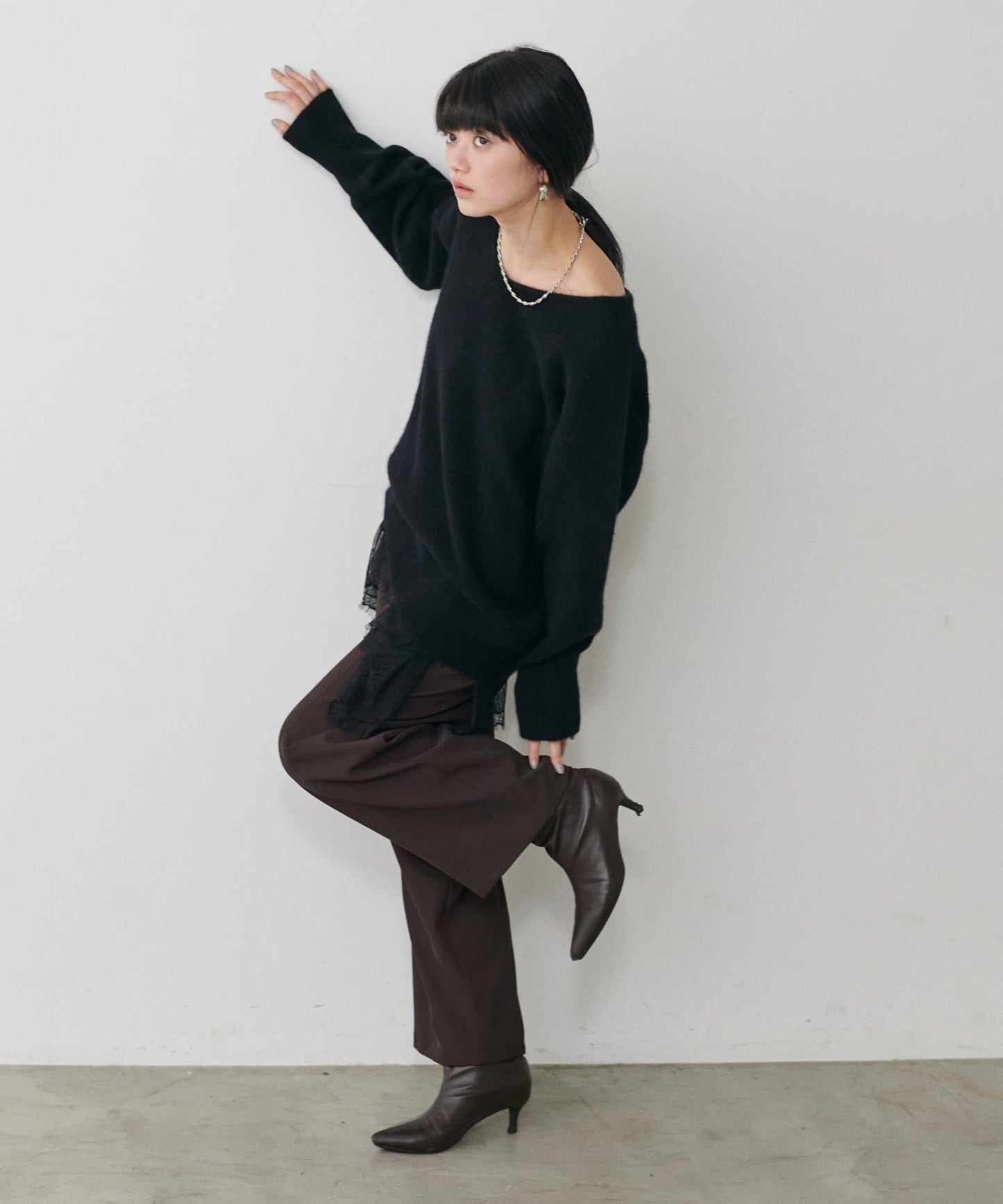 簡約拼接休閒褲