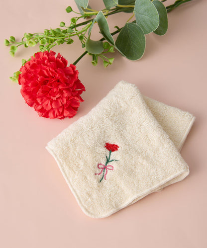 康乃馨刺繡毛巾手帕