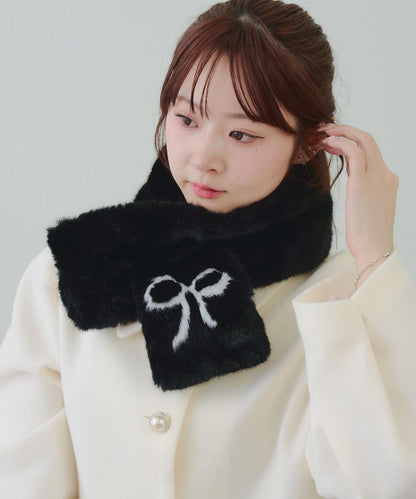 蝴蝶結毛絨圍脖