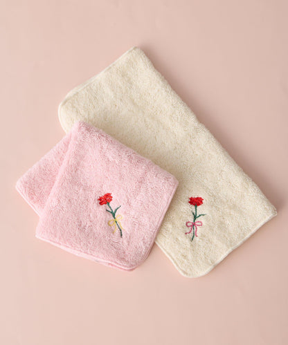 康乃馨刺繡毛巾手帕