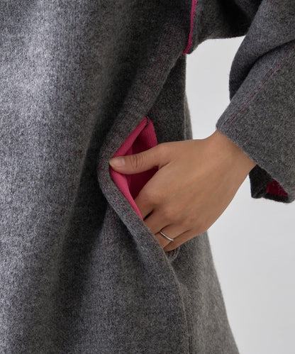 雙拉鍊拼色仿犛牛絨針織夾克