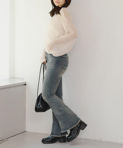 【2尺碼可選】鉚釘微喇牛仔褲