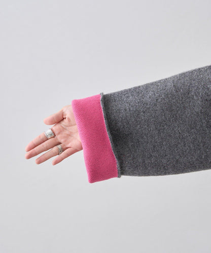 雙拉鍊拼色仿犛牛絨針織夾克