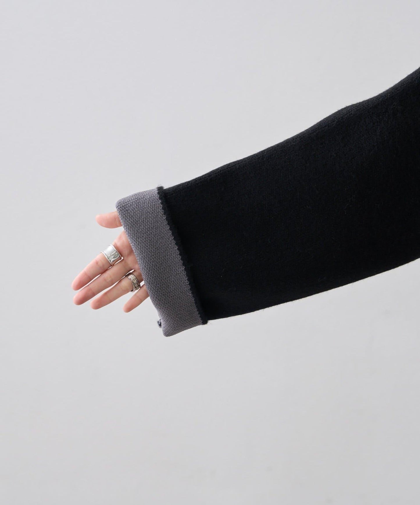 雙拉鍊拼色仿犛牛絨針織夾克