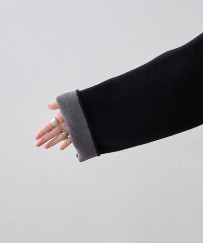 雙拉鍊拼色仿犛牛絨針織夾克