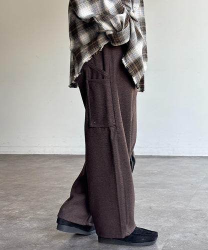 仿羊毛彎曲工裝褲